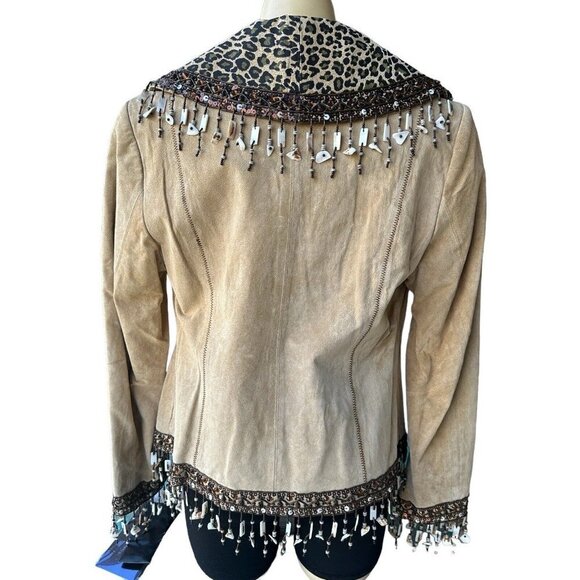 VTG Pamela McCoy‎ Western Jacket Leather Women's Brown Embellished Size S NWT - Picture 8 of 13